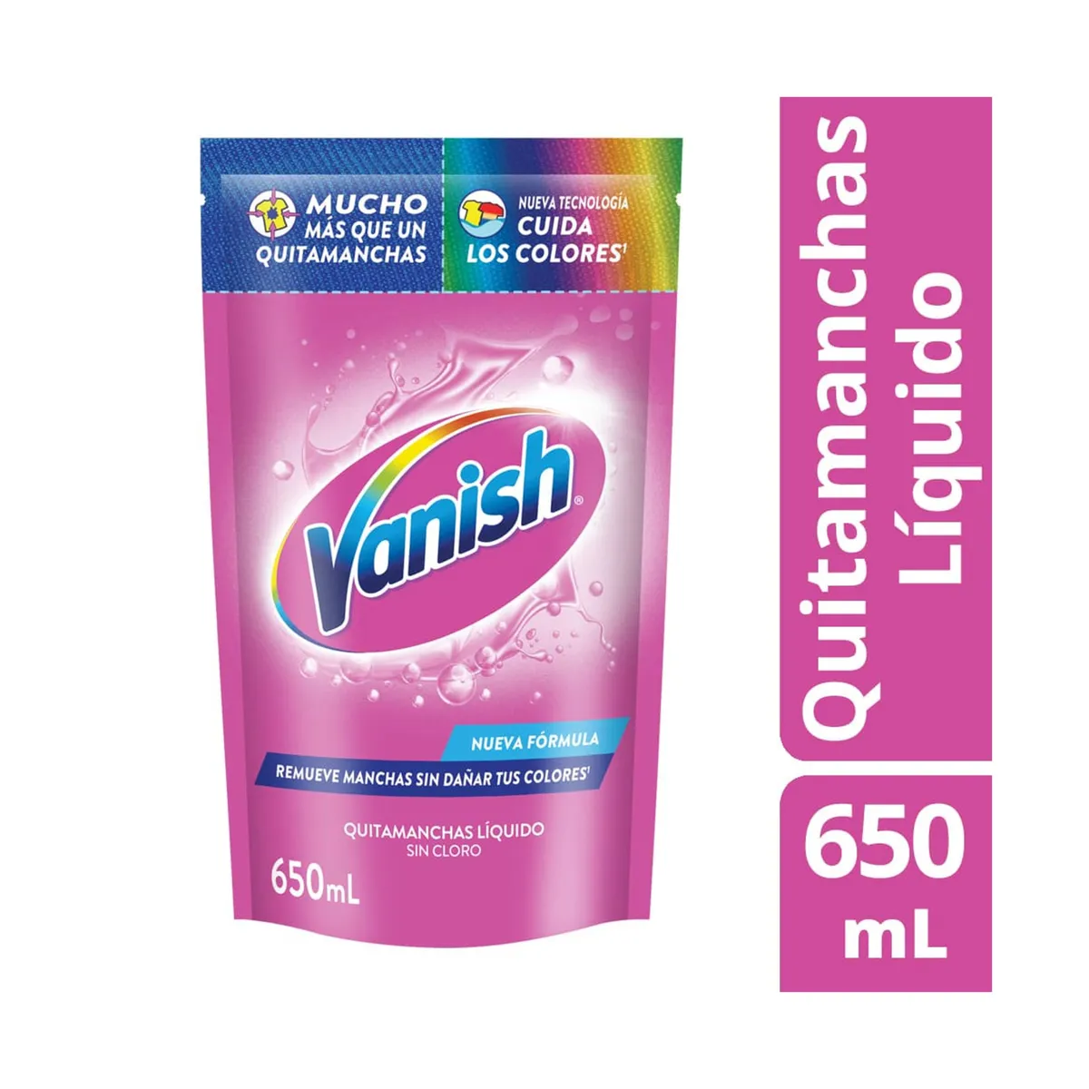 Quitamanchas Vanish líquido rosa repuesto 650 ml.