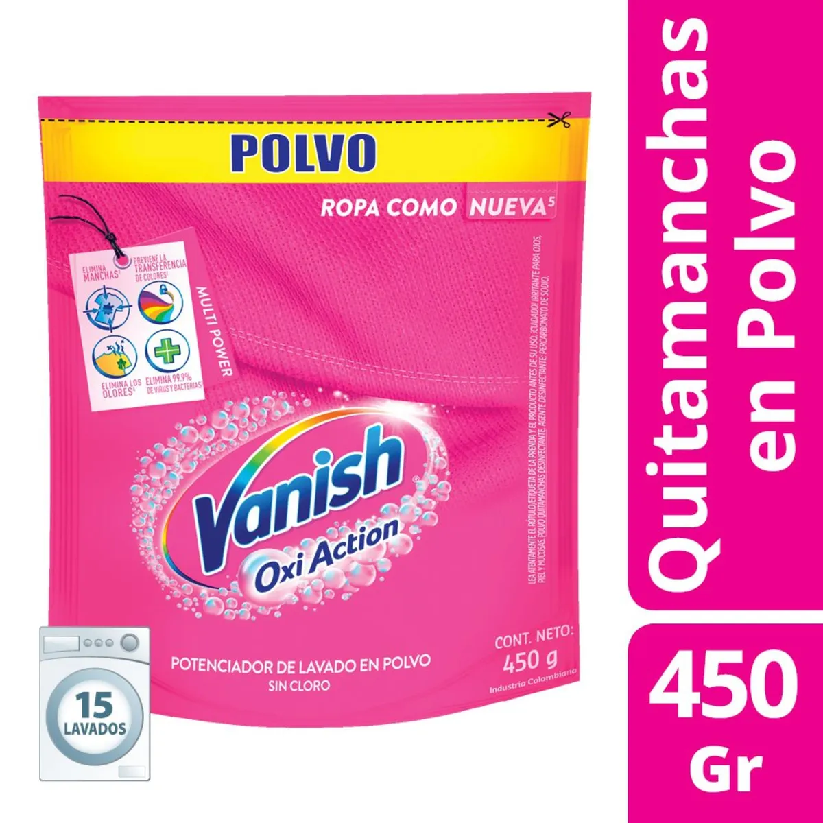 Quitamanchas Vanish polvo rosa repuesto 450 g.