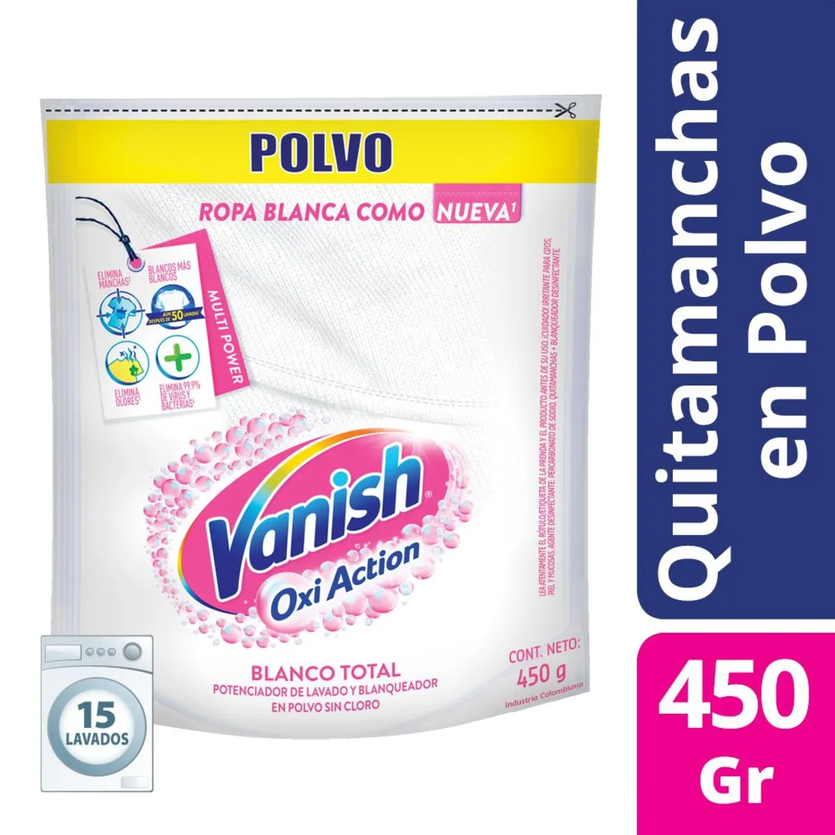 Quitamanchas Vanish polvo blanco repuesto 450 g.