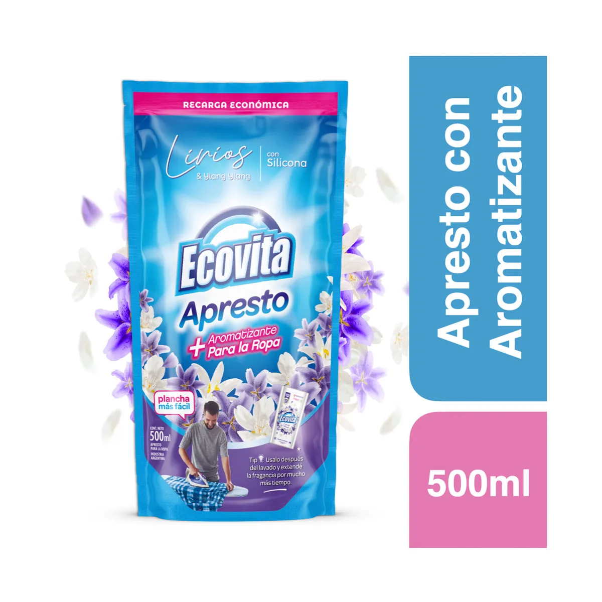Apresto para ropa Ecovita con aroma lirios dp 500 cc.