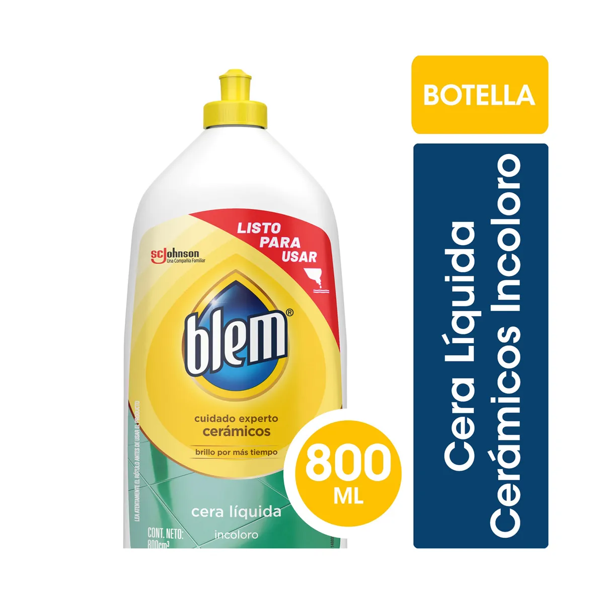 Cera líquida pisos cerámicos Blem incoloro botella 800 ml.