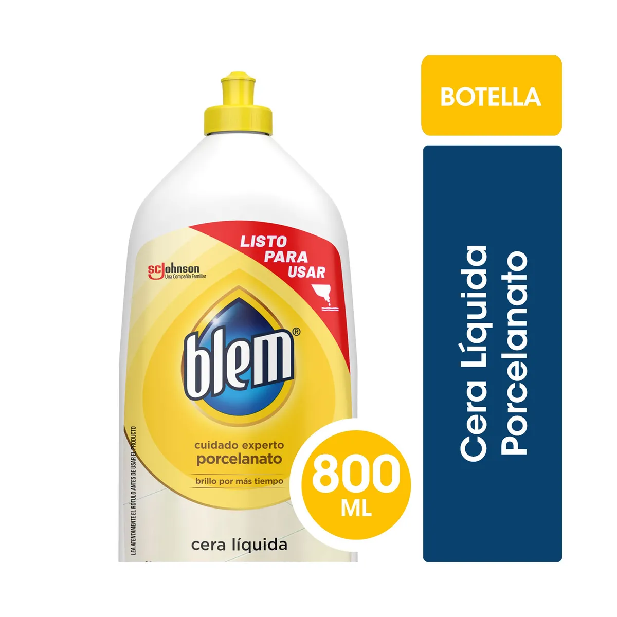 Cera líquida pisos Blem porcelanato incoloro botella 800 ml.