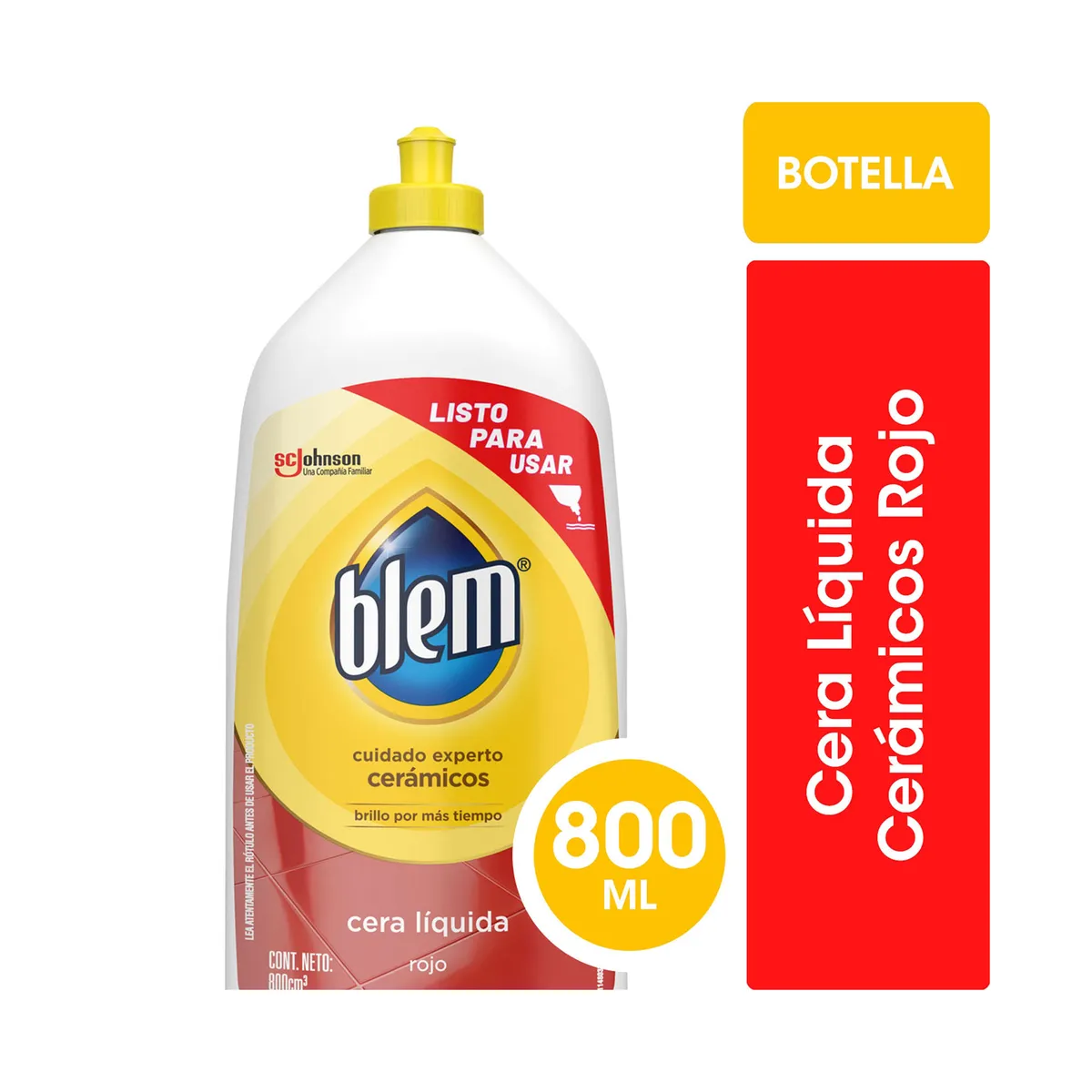 Cera líquida pisos Blem cerámicos rojo botella 800 ml.