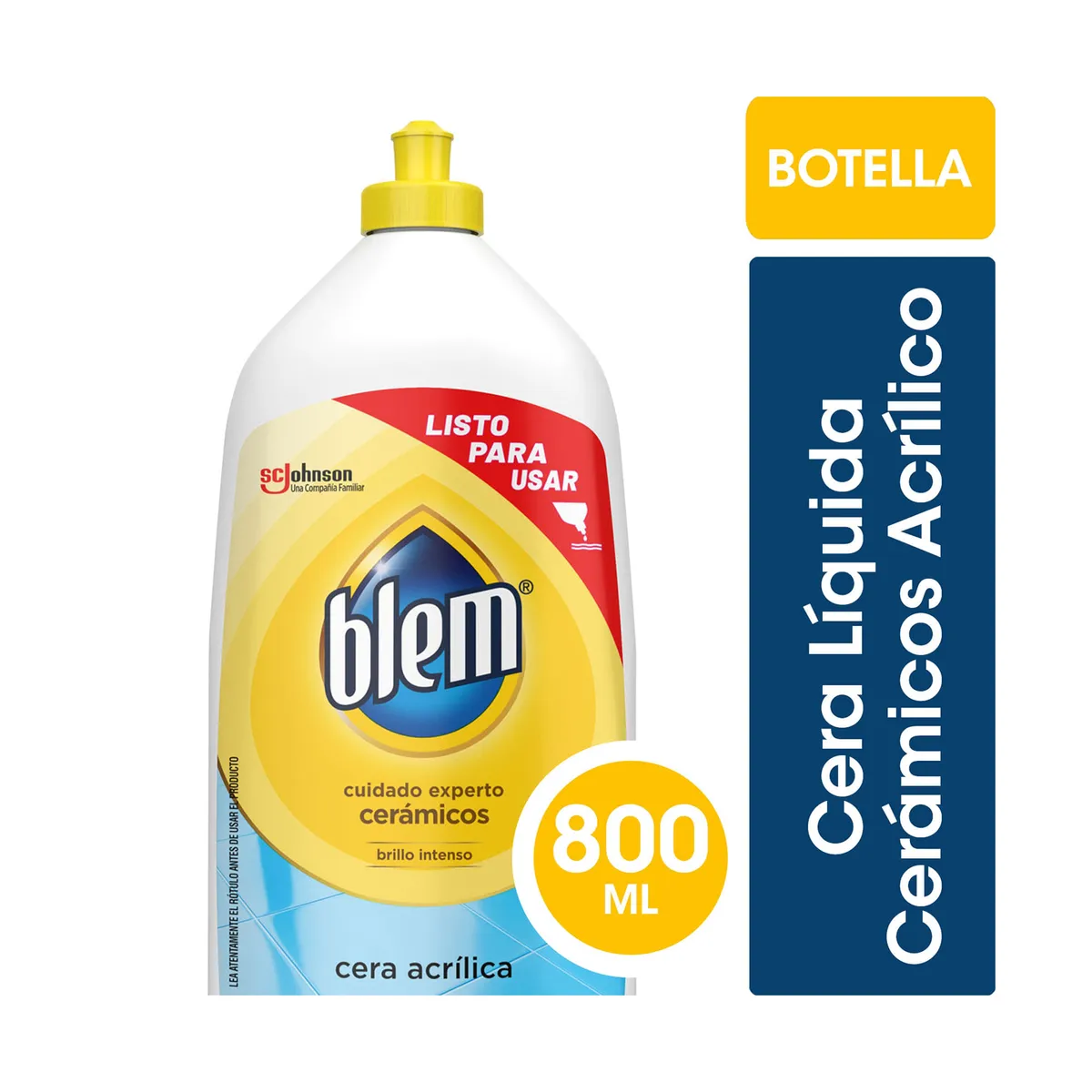 Cera líquida pisos cerámico acrílico Blem botella 800 ml.