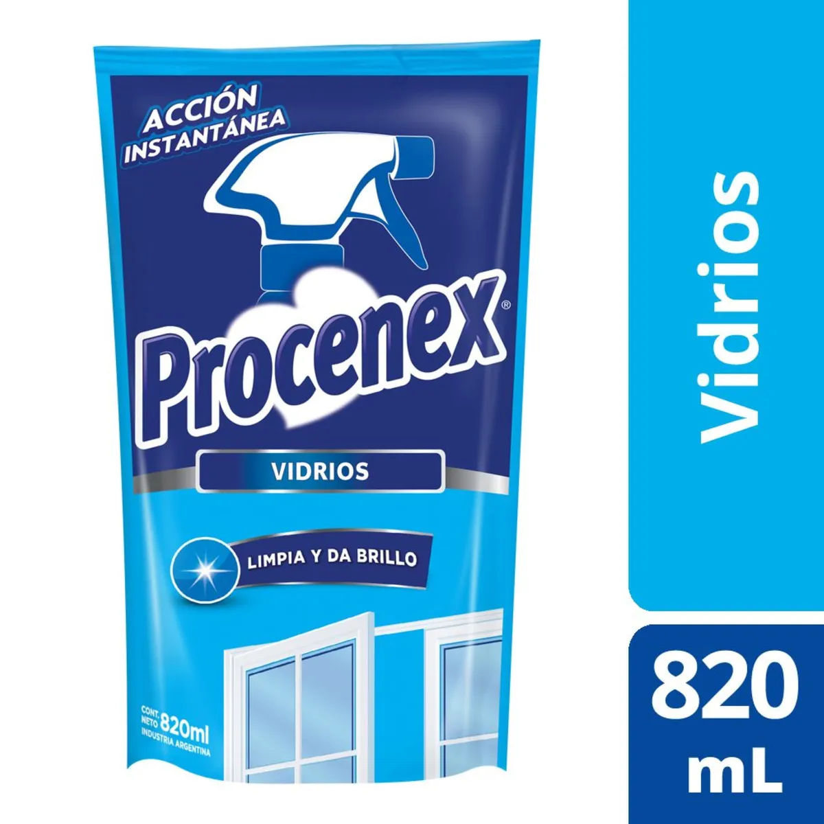 Limpiador Procenex vidrios repuesto 820 ml.