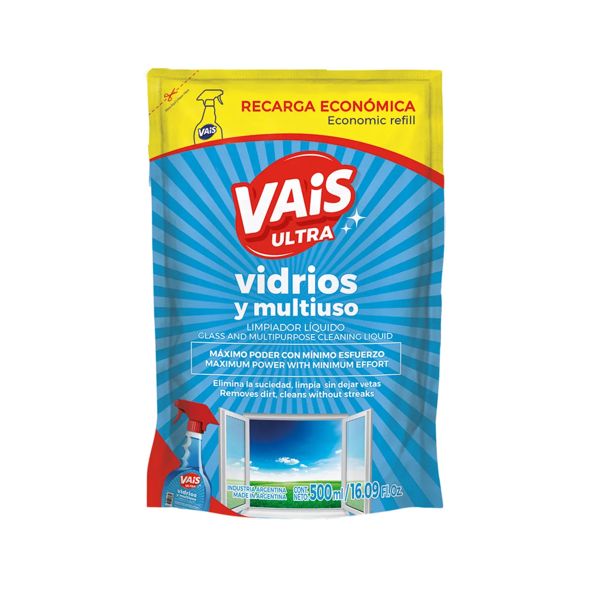 Limpiador de vidrio Vais dp 500 cc.