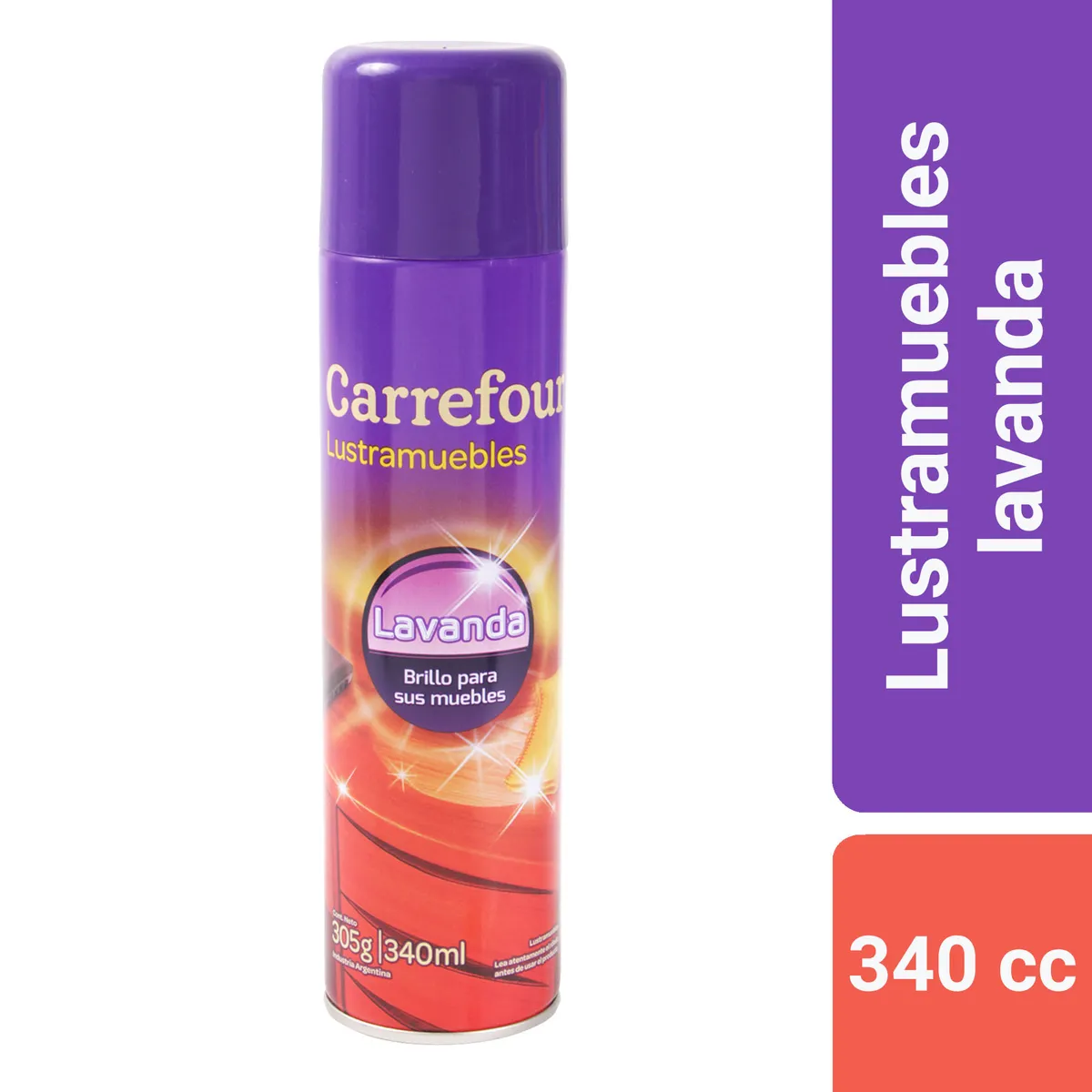 Lustra muebles en aerosol Carrefour lavanda 340 cc.
