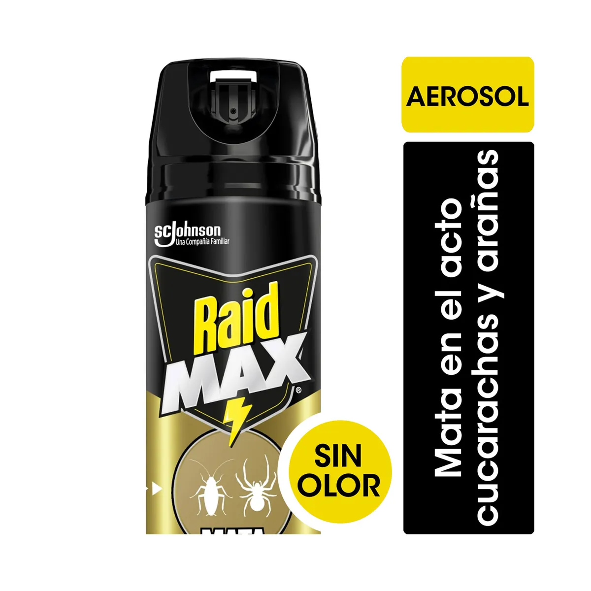 Mata cucarachas y arañas Raid max sin olor en aerosol 360 cc.