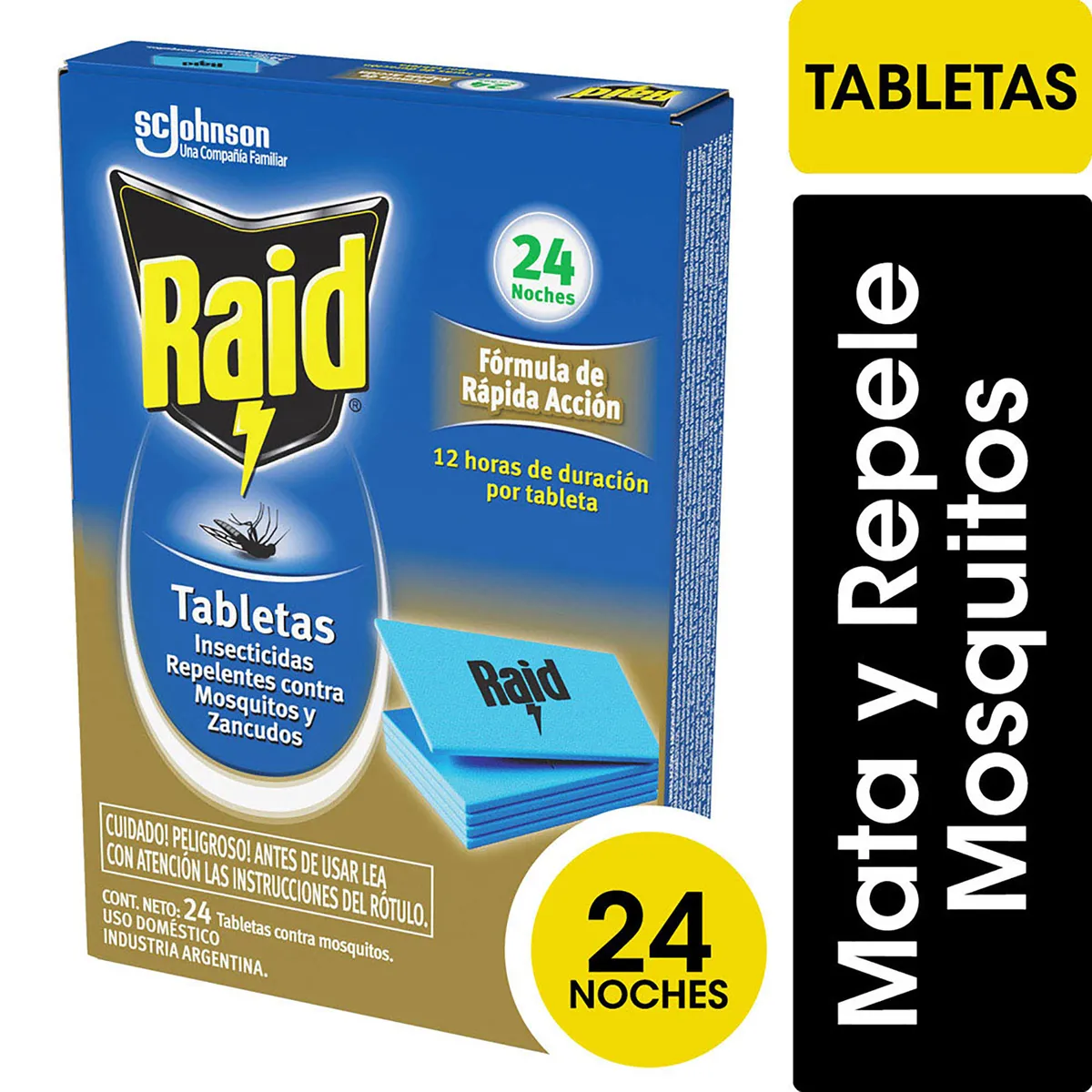 Insecticida Raid contra mosquitos tabletas repuesto x 24 uni