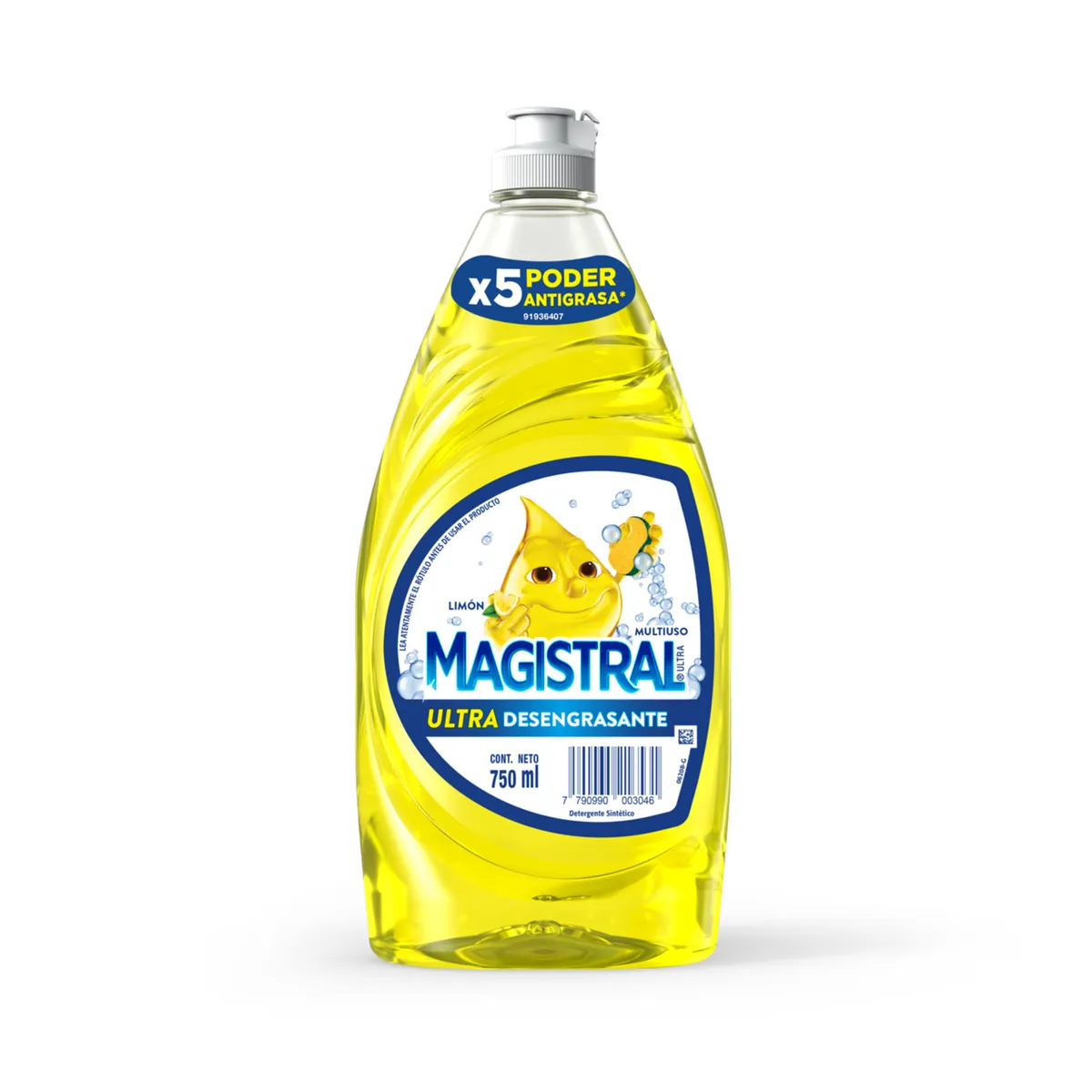 Detergente Magistral ultra limón en botella 750 cc.
