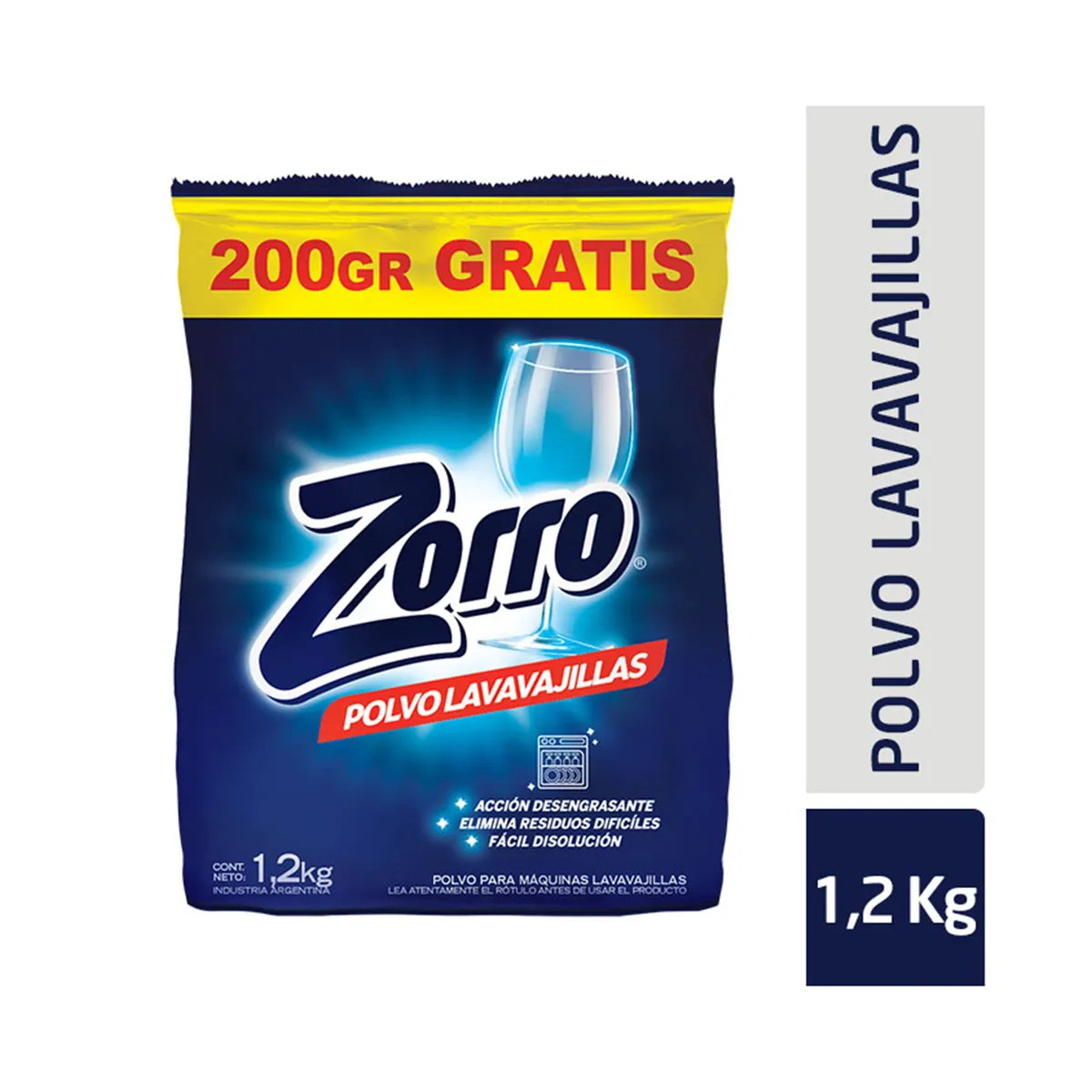 Polvo para lavavajilla Zorro 1.2 kg.