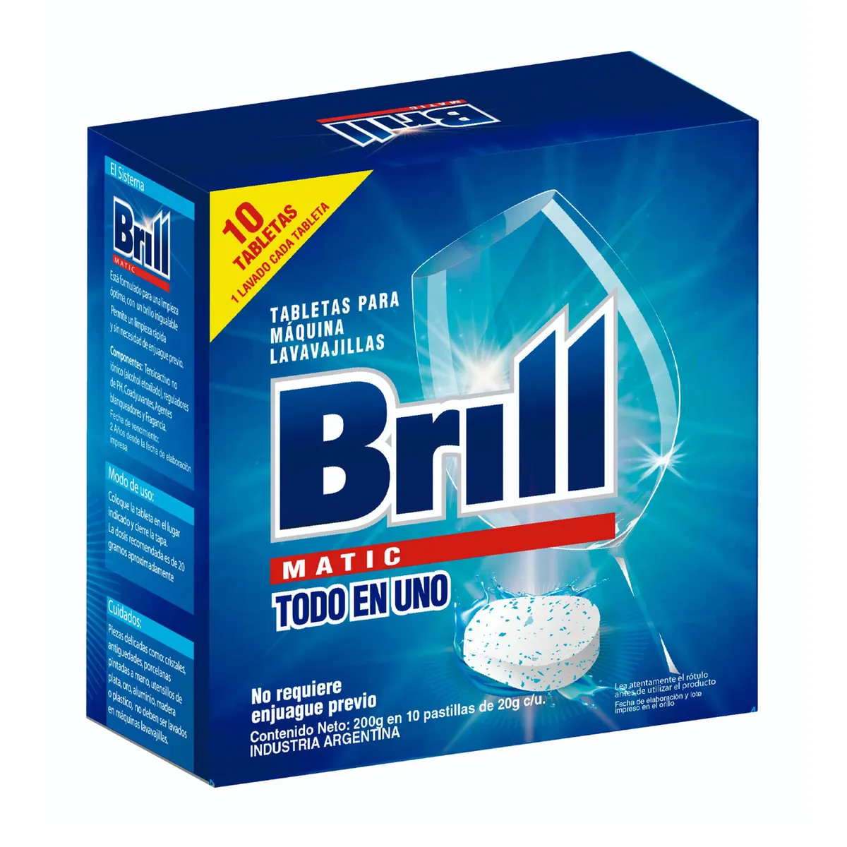 Tabletas Brill matic para lavavajillas 10 uni