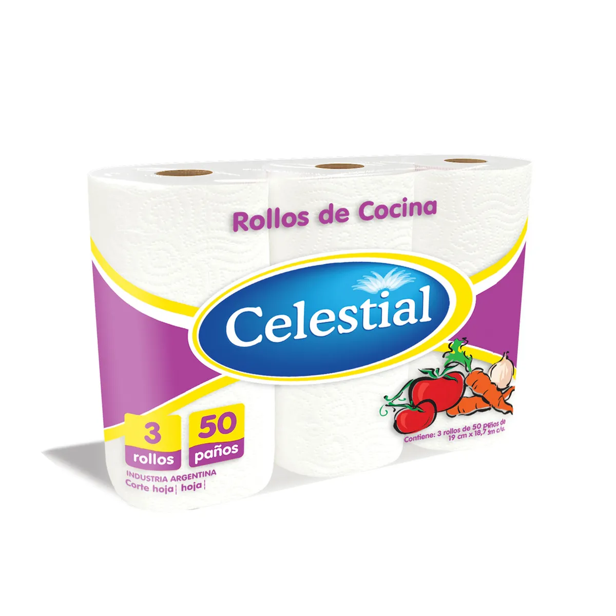 Rollo de cocina Celestial x3 50 paños.