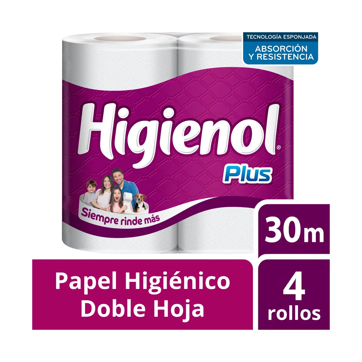 Papel higienico doble hoja Higienol plus x4 30 mts.