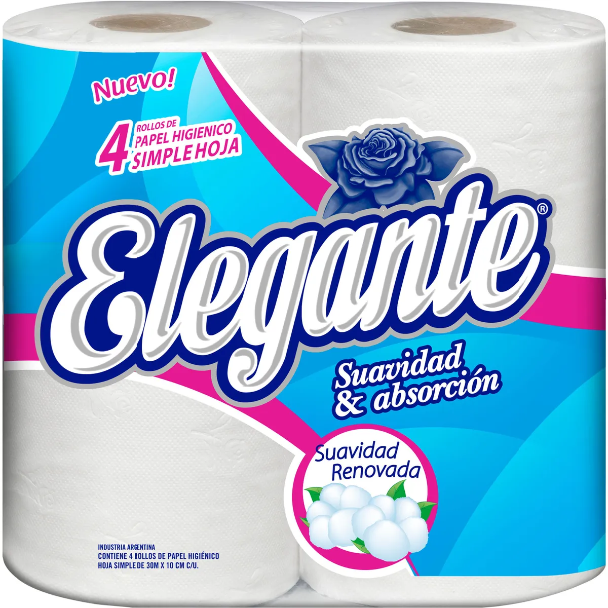 Papel higiénico hoja simple Elegante 4 x 30 m.