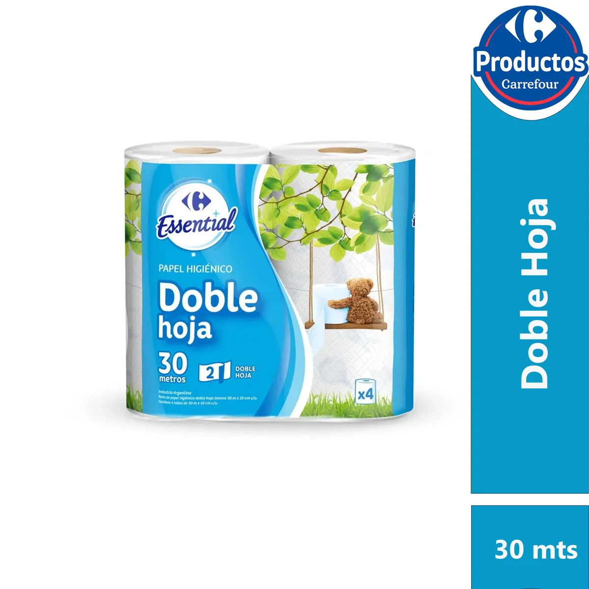 Papel higiénico doble hoja Carrefour Essential 4 x 30 mts