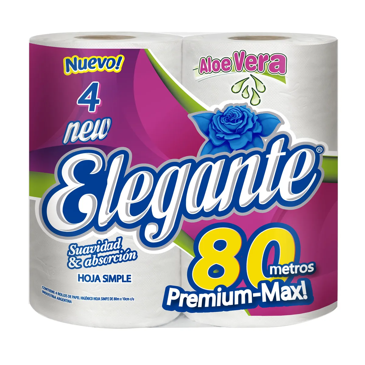 Papel higiénico Elegante 4 u. x 80 m.