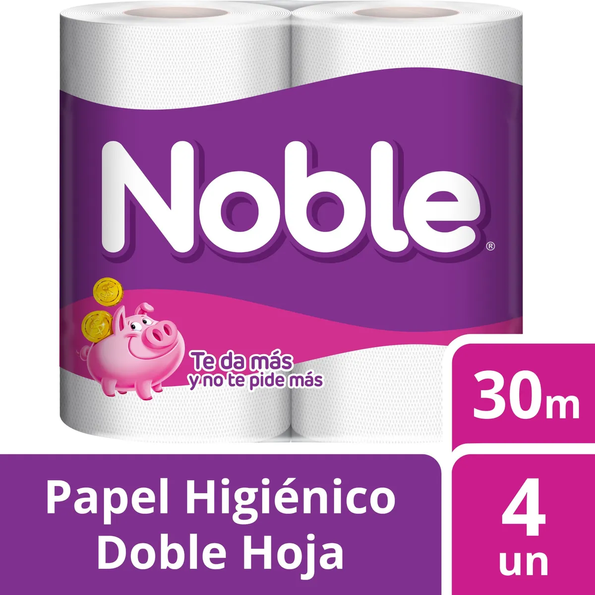 Papel higiénico Noble doble hoja 30 mts 4 uni