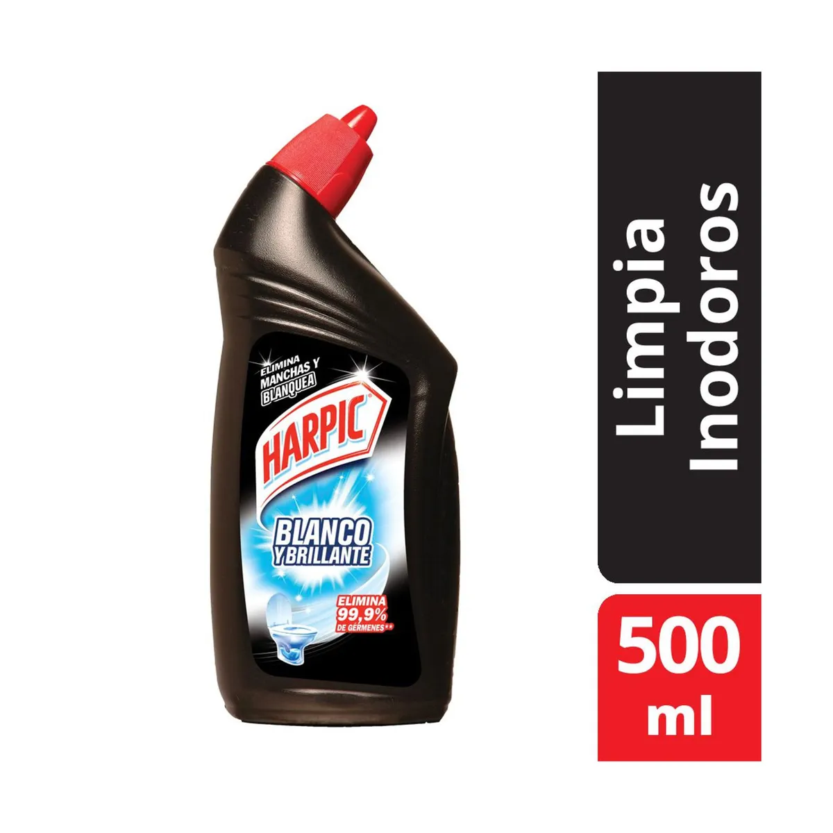 Gel limpiador desinfectante para inodoros Harpic blanco y brillante 500 ml.