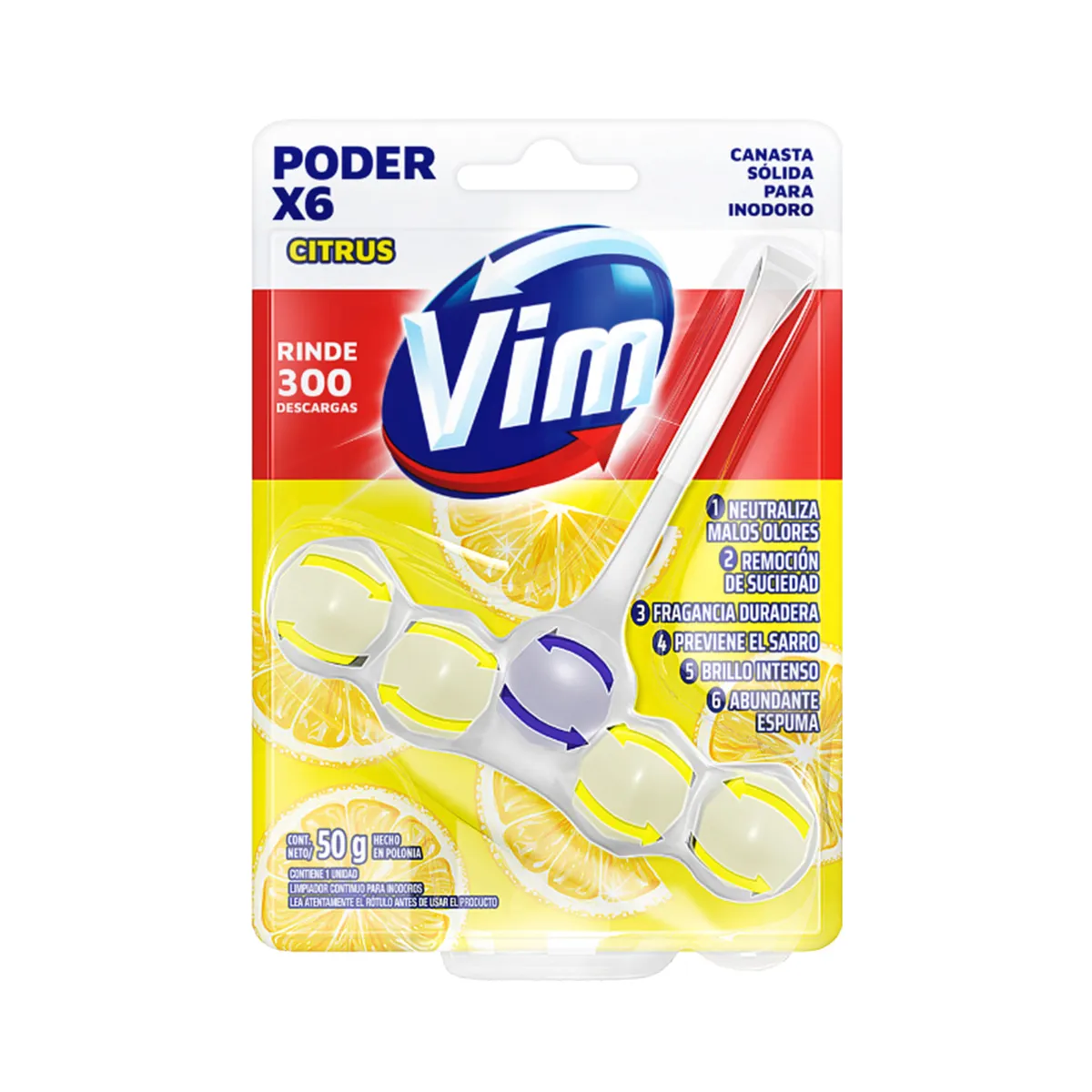 Canasta para inodoro Vim poder citrus 6 uni