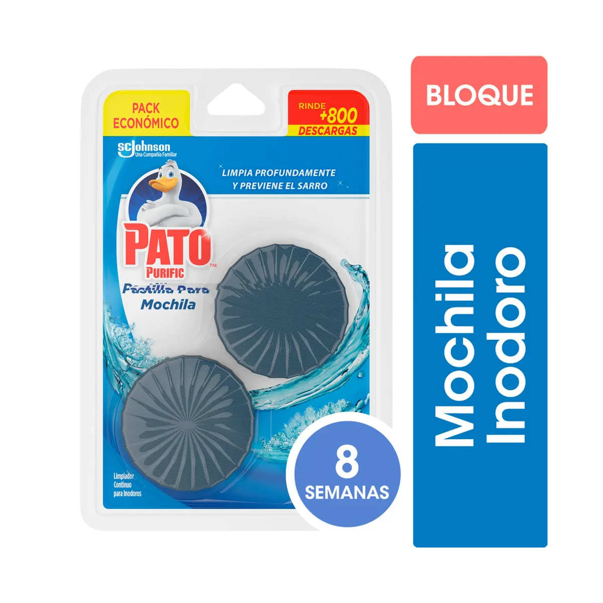 Bloque para mochila de inodoro Pato pack 40 g. x 2 uni