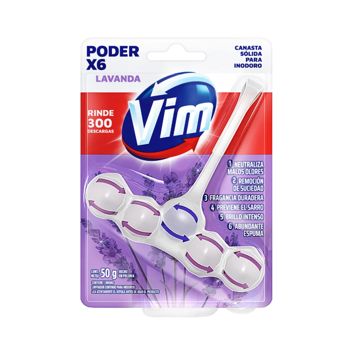 Canasta para inodoro Vim poder lavanda 6 uni