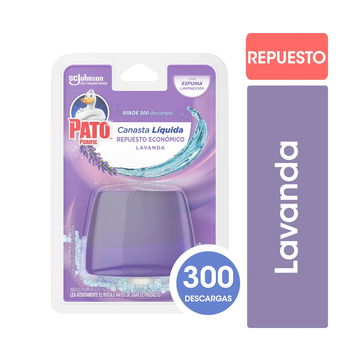 Repuesto canasta inodoro líquido Pato Purific lavanda 50 cc.
