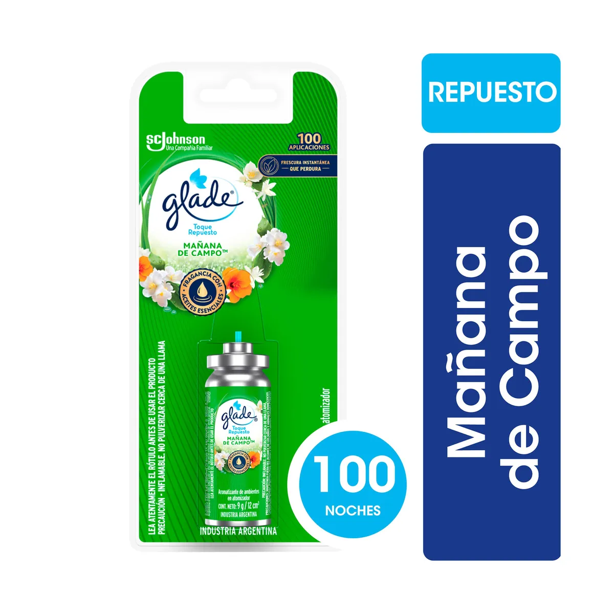 Aromatizante de ambientes Glade toque mañana de campo repuesto 9 g.