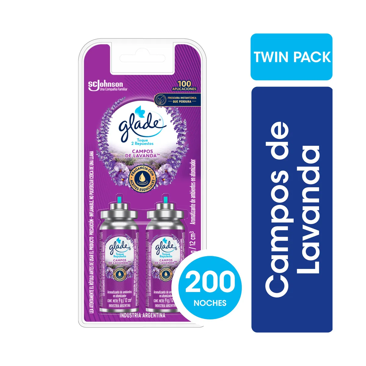 Aromatizante de ambientes Glade toque lavanda pack 9 g. x 2 uni