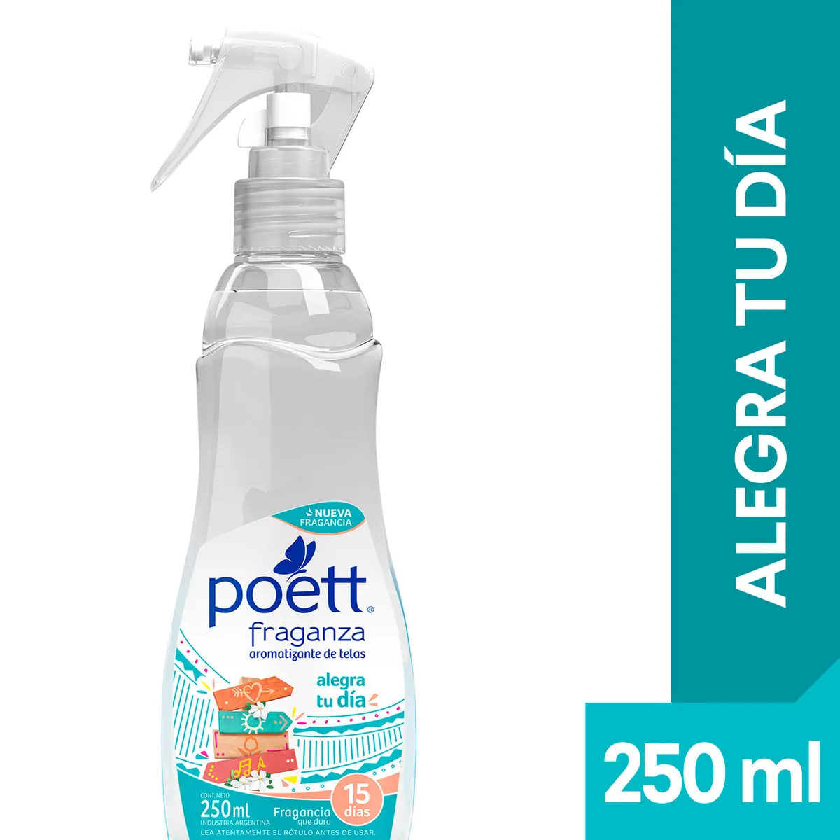 Aromatizante de tela Poett fraganza alegra tu día (gatillo) 250 ml.