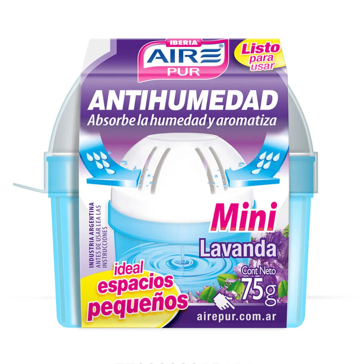 Desodorante de ambiente anti humedad Aire Pur Mini lavanda 75 g.