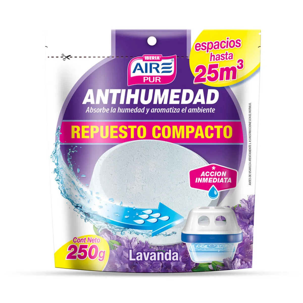 Desodorante de ambiente anti humedad Aire Pur lavanda repuesto 250 g.