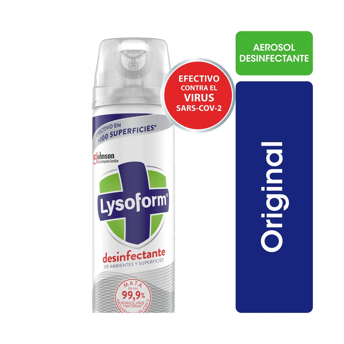 Desinfectante de ambientes y elimina olores Lysoform original en aerosol 360 ml.