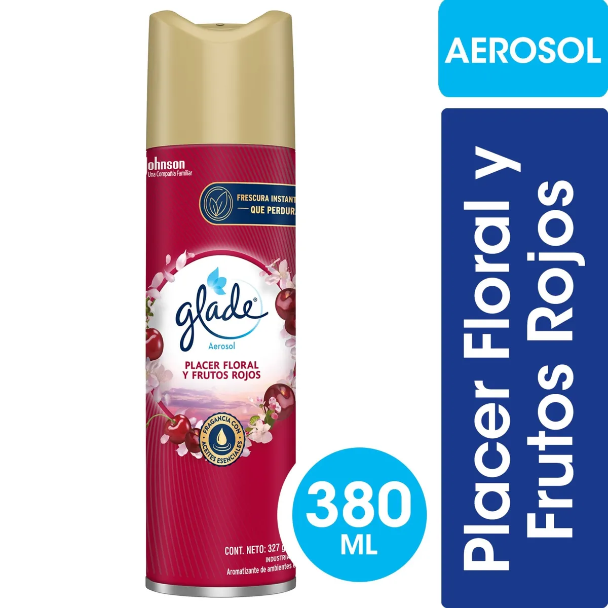 Desodorante de ambientes Glade aerosol placer floral y frutos rojos 380 ml.