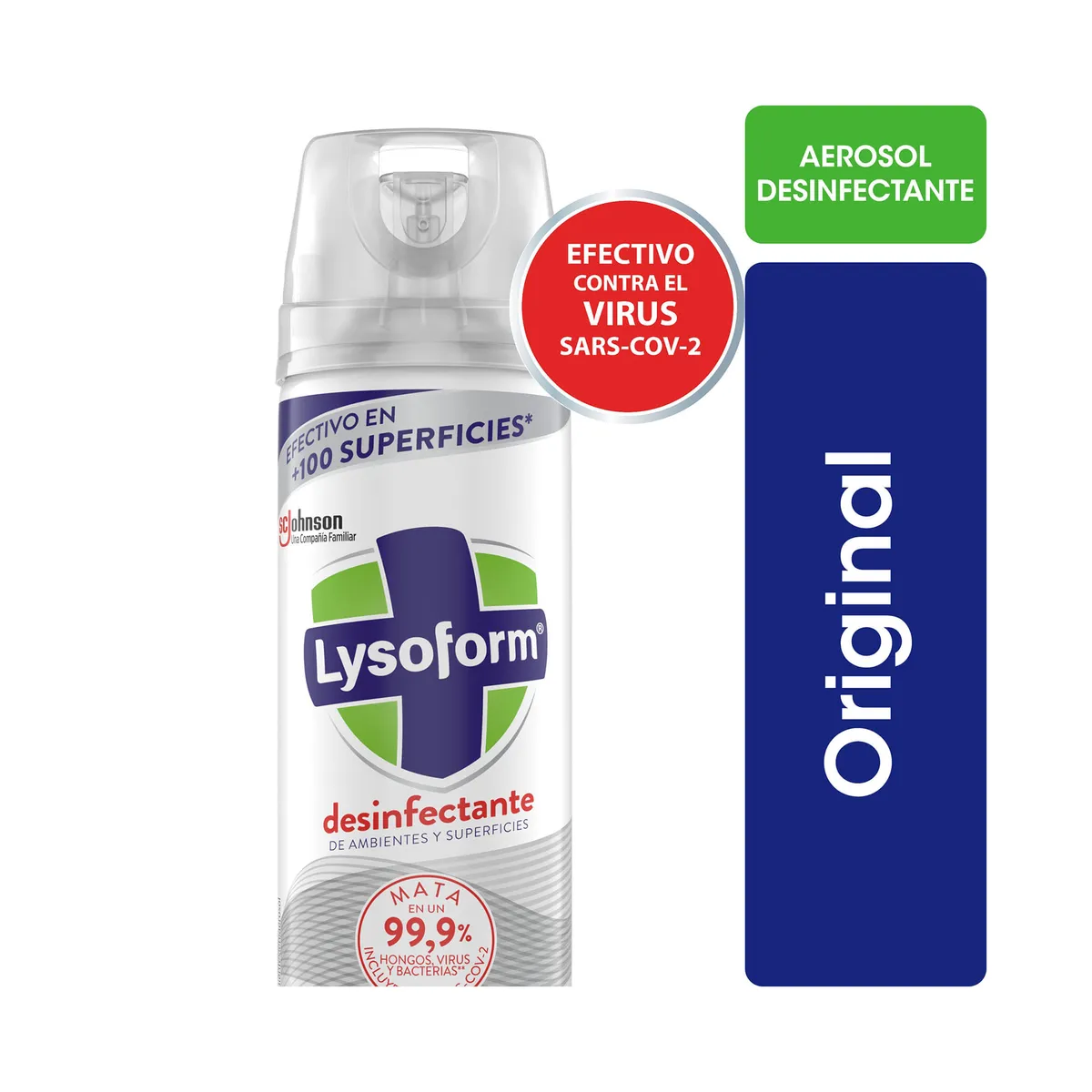 Desinfectante de ambientes y elimina olores Lysoform original en aerosol 285 ml.