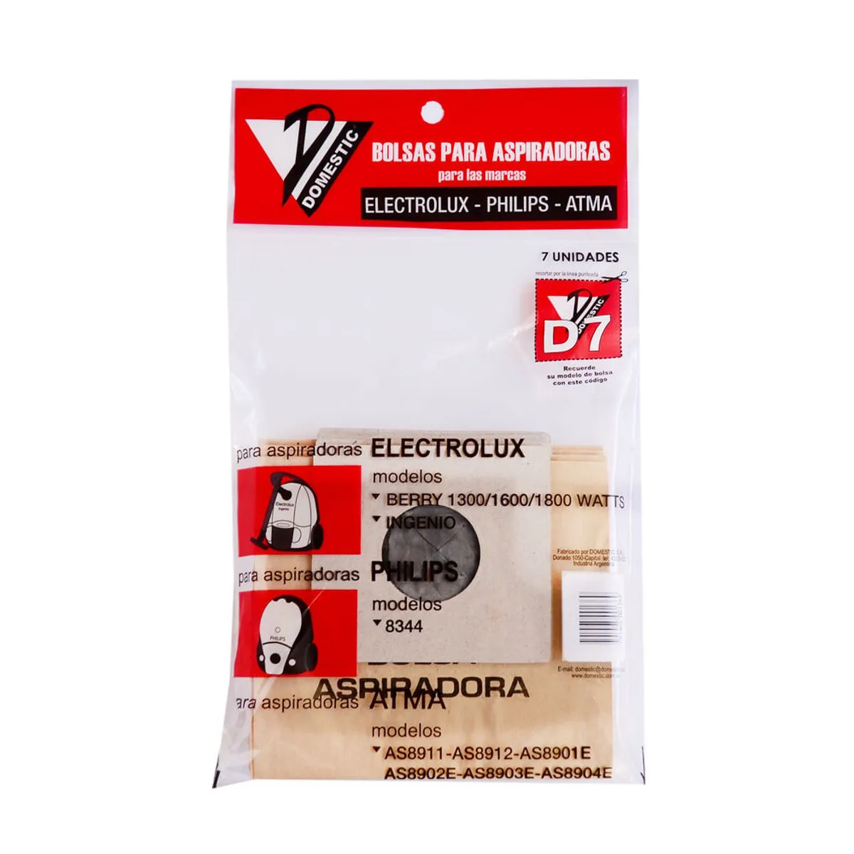 Bolsa para aspiradora Domestic Electrolux Philips Atma 7 u.