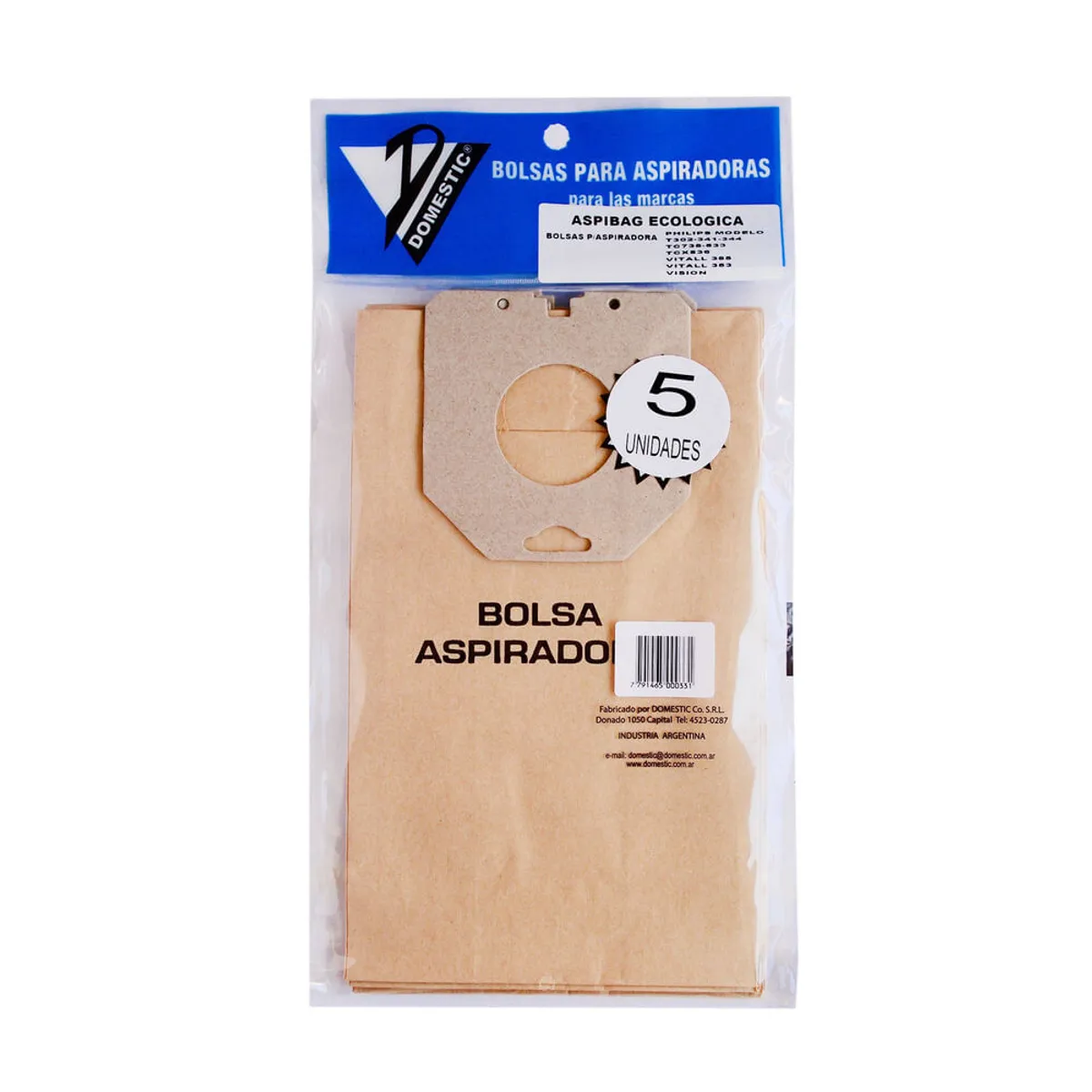 Bolsas para aspiradora Domestic ecológica Philips 5 u.