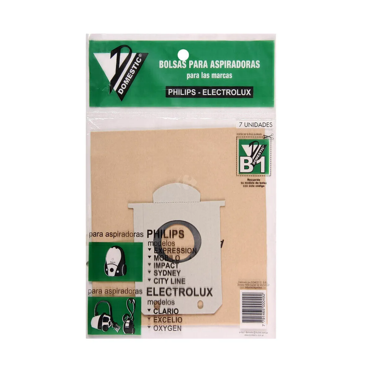 Bolsas para aspiradora Domestic Philips Electrolux 7 u.