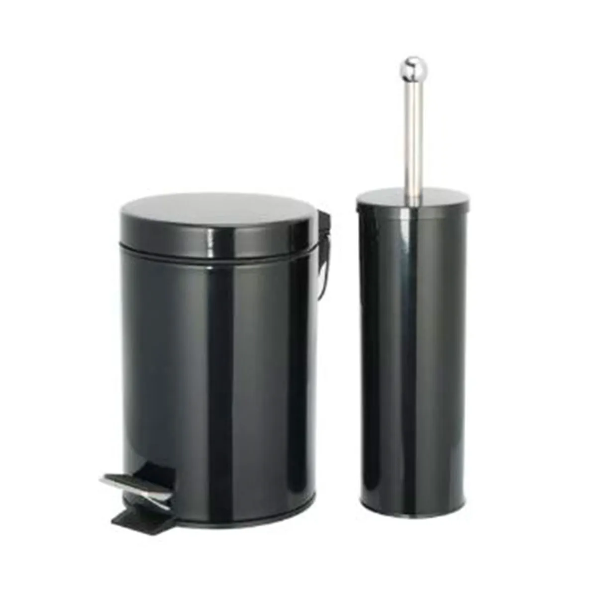 Set cesto acero 3 lts + escobilla con base negro