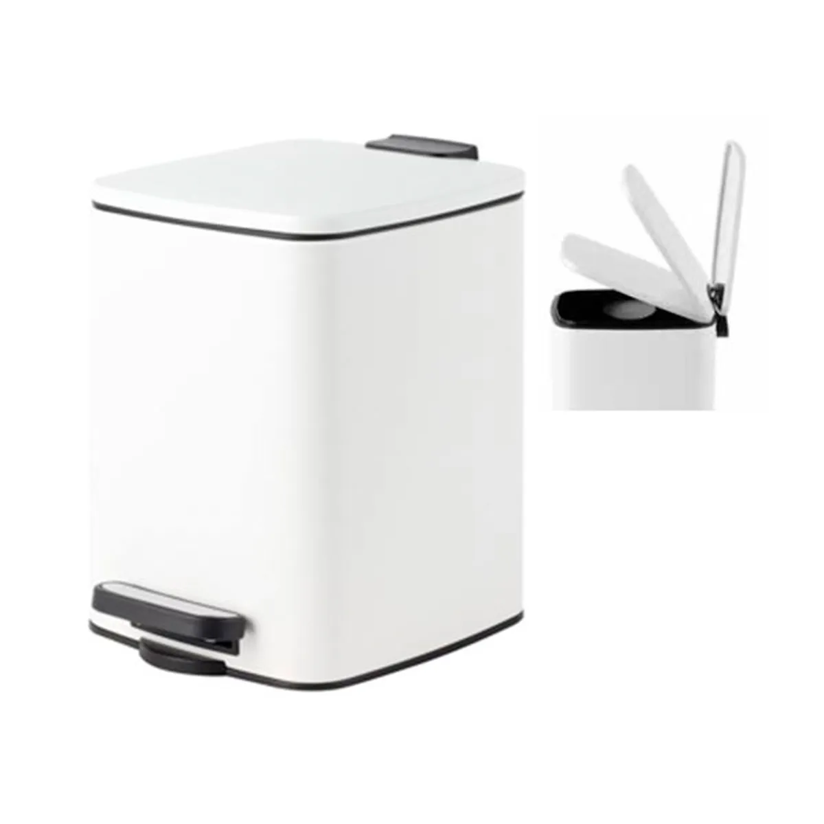Cesto de residuos Suka cuadrado 6 lts blanco 26x23x20 cm
