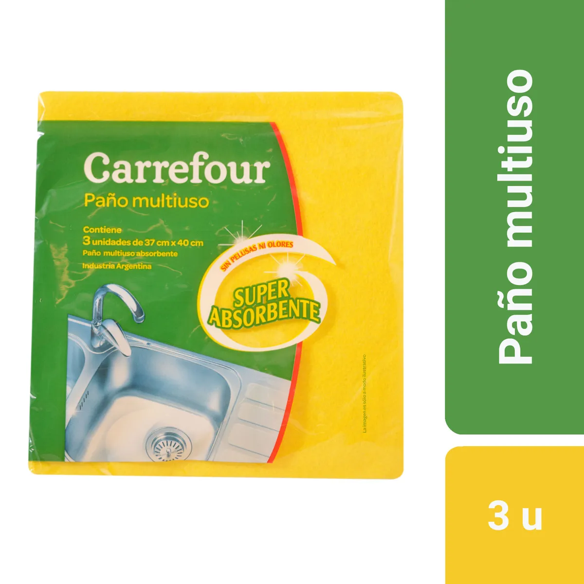 Paño absorbente Carrefour multiuso 3 u.