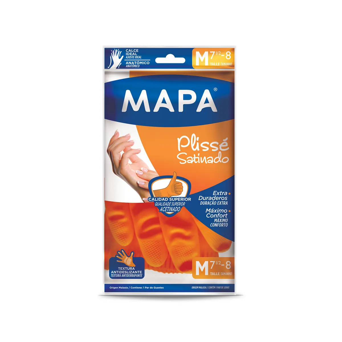 Guante Mapa plisse satinado talle M