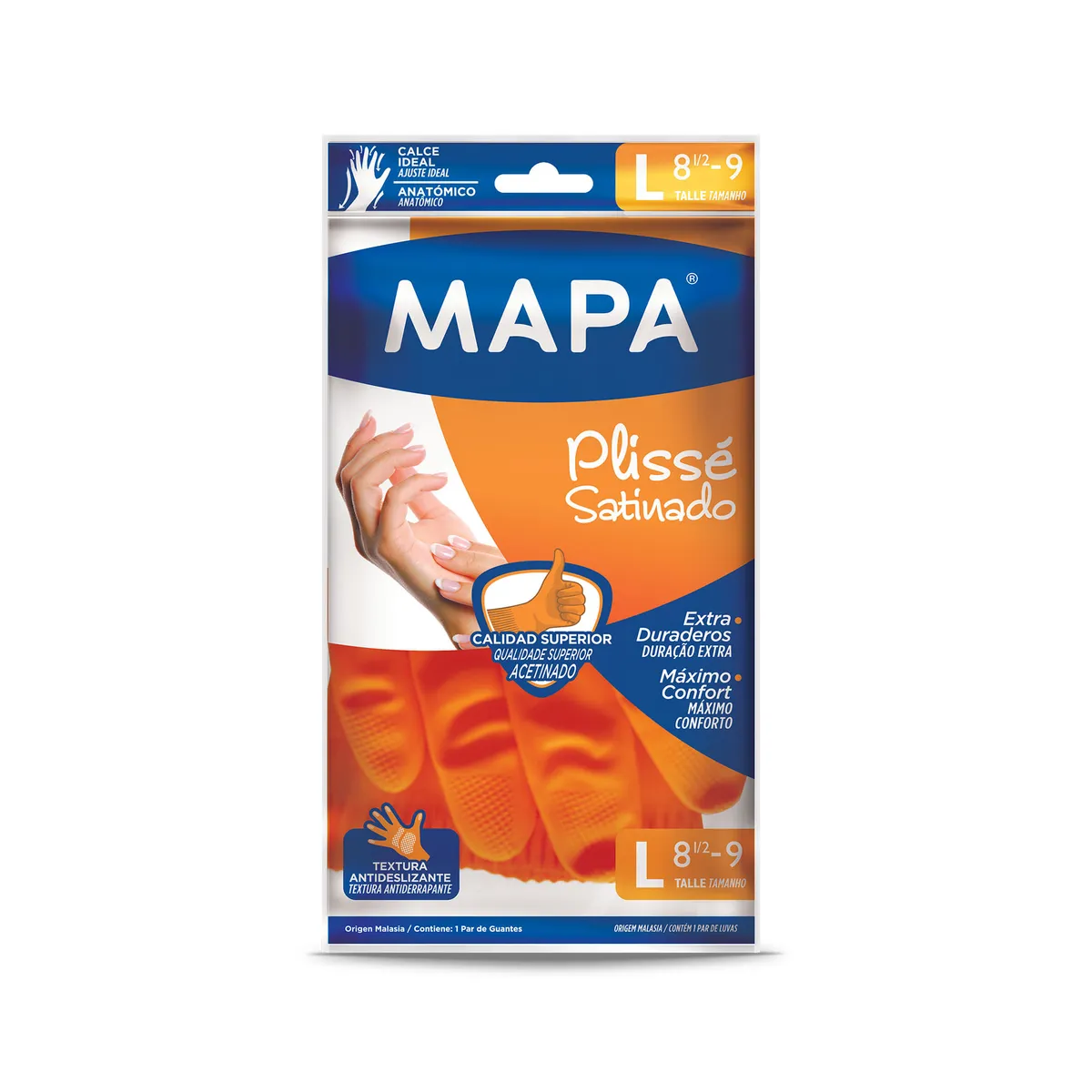 Guante Mapa plisse satinado talle L