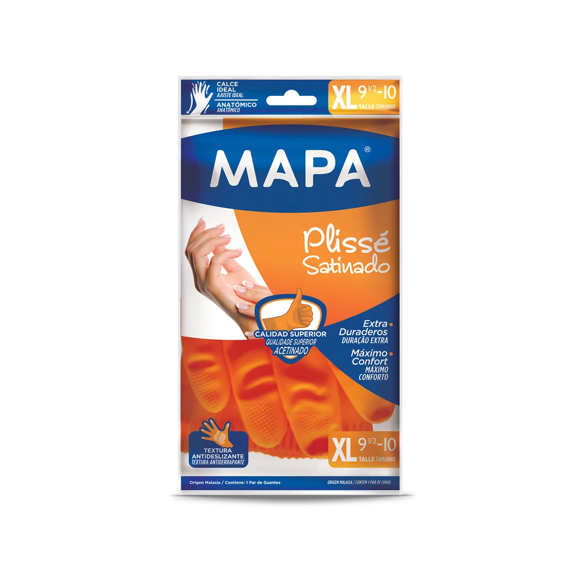 Guante Mapa plisse satinado talle XL