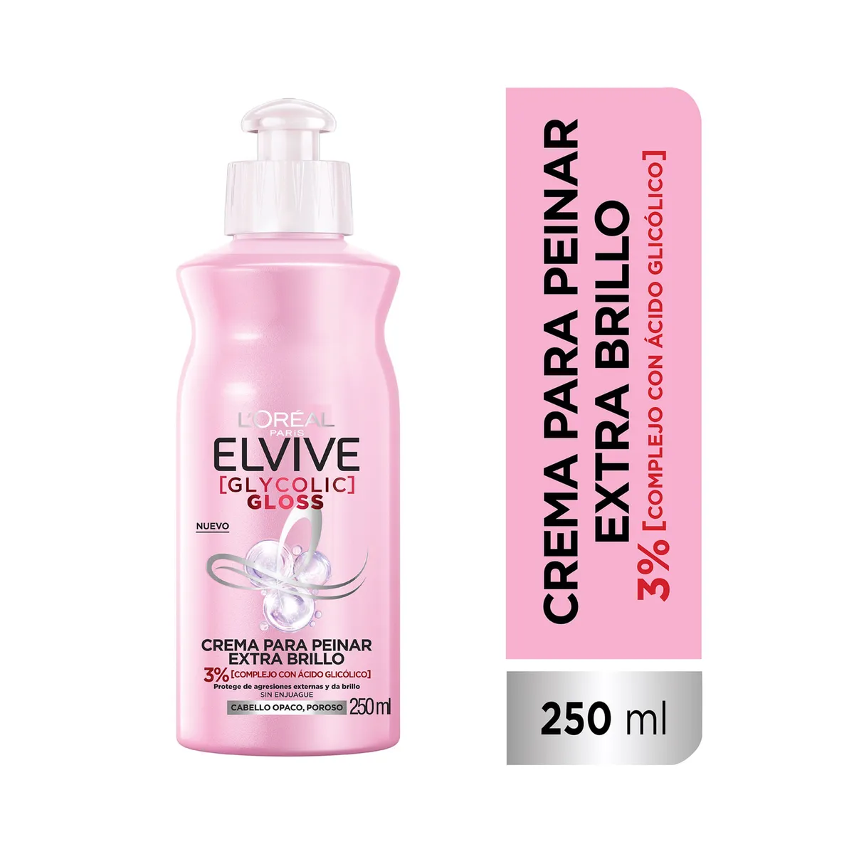 Crema para Peinar Elvive Glycolic Gloss 250 ml.