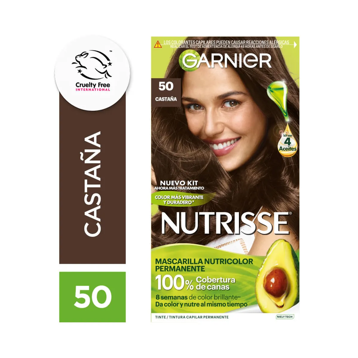 Kit de coloración permanente Nutrisse clasico tono 50 castaña