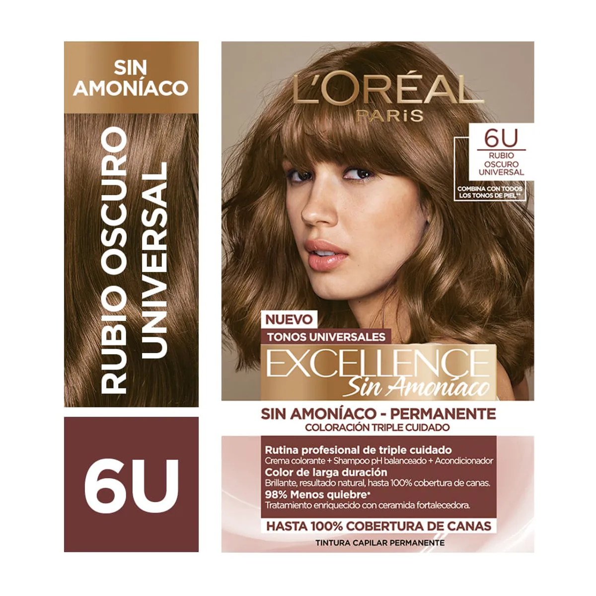 Color permanente Excellence 6U rubio oscuro sin amoniaco 1 uni