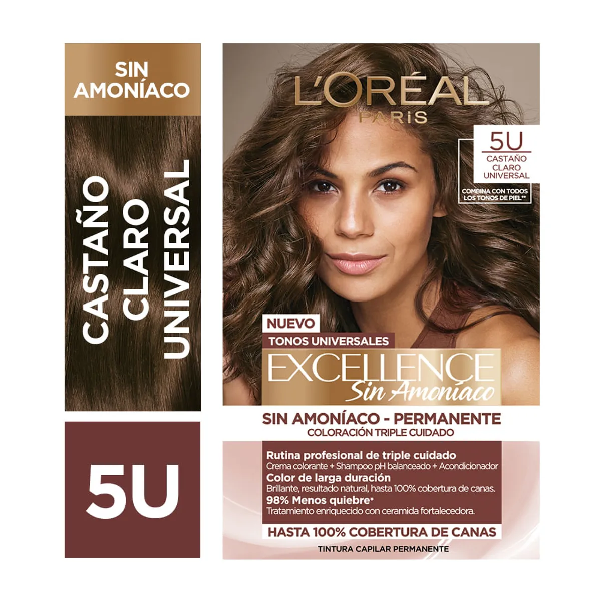 Kit tintura Excellence sin amoníaco tono 5U castaño claro universal