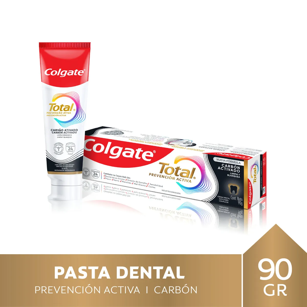 Pasta dental Colgate Total carbón activado con flúor 90 grs