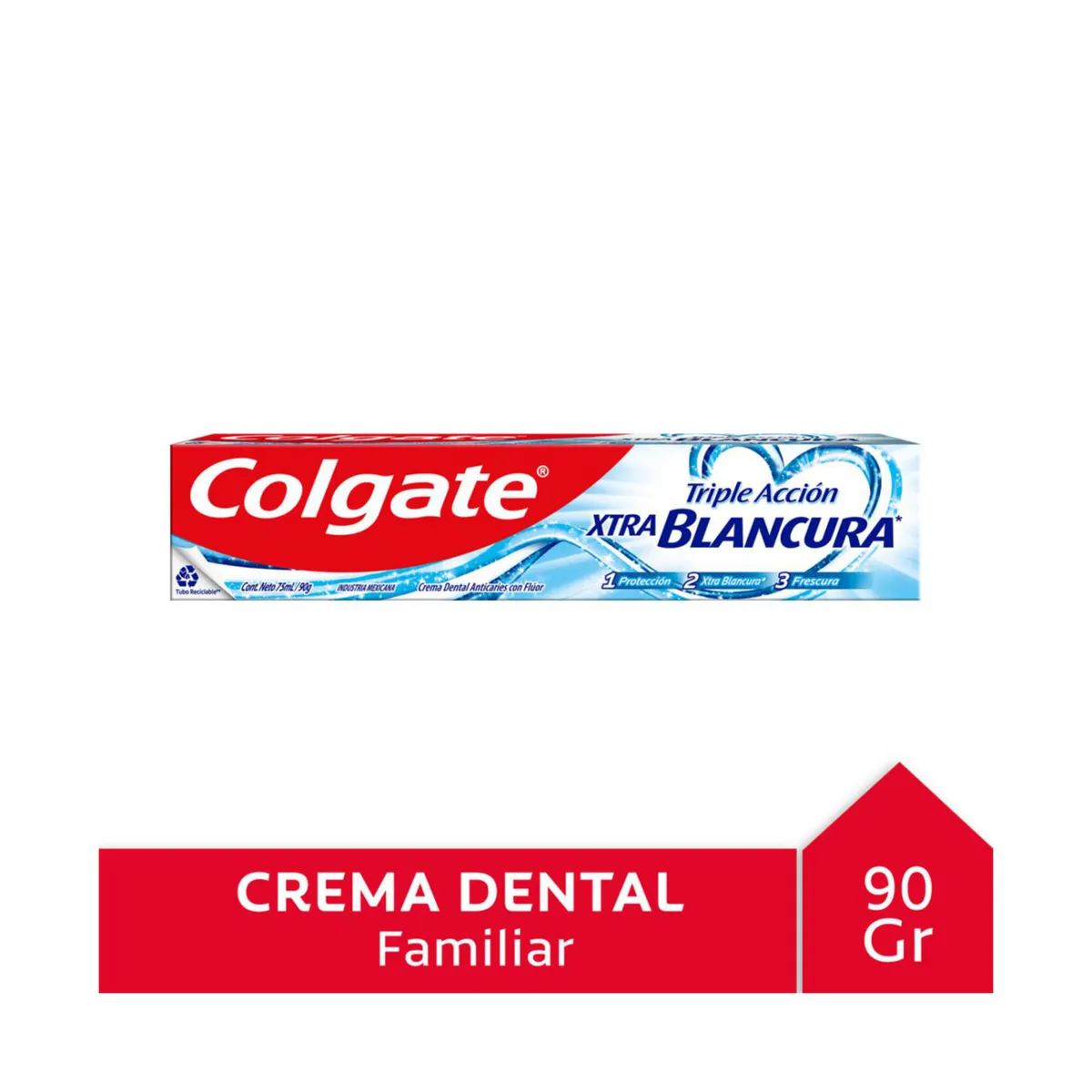 Pasta dental Colgate triple acción extra blancura 90 grs
